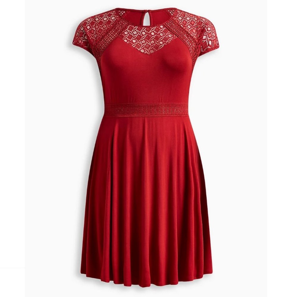 Lace Inset Skater Dress
